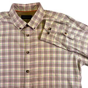True‎ Measure Mens Large Plaid Button Down Shirt Multi-Color Cotton Long Sleeve
